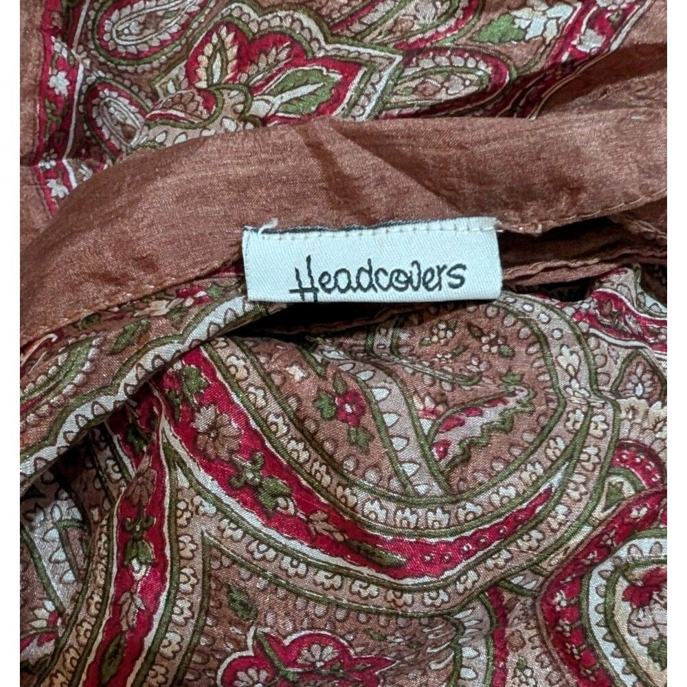 Headcovers 100% Silk Sheer Paisley Oversized 38x38 Square Wildrag Scarf Flaw - Picture 3 of 5